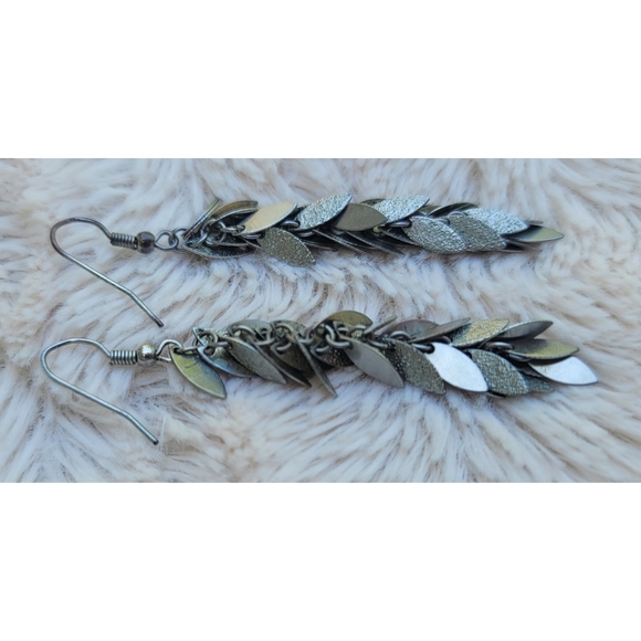 Linear Leaf Drop Earrings - Picture 5 of 17